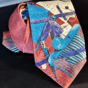 Brown Masonic Tools Compass Architect Tie Neckwear Teal